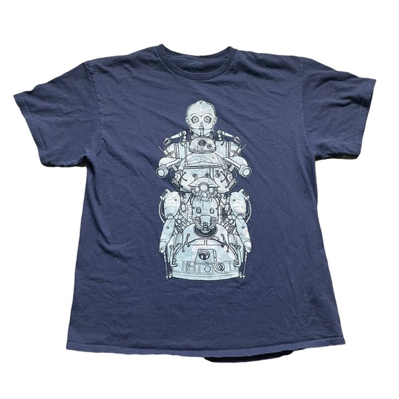 Star Wars Droid Tower Disney Lucas Film T-Shirt Size Large Blue Graphic Tee - Picture 1 of 6